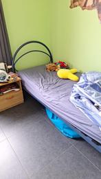 Gratis eenpersoonsbed (zonder matras), Huis en Inrichting, Slaapkamer | Bedden, Ophalen, Gebruikt, Eenpersoons, Blauw