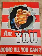 Vintage metalen bord "Are You Doing All You Can?" (WWII), Verzamelen, Ophalen of Verzenden