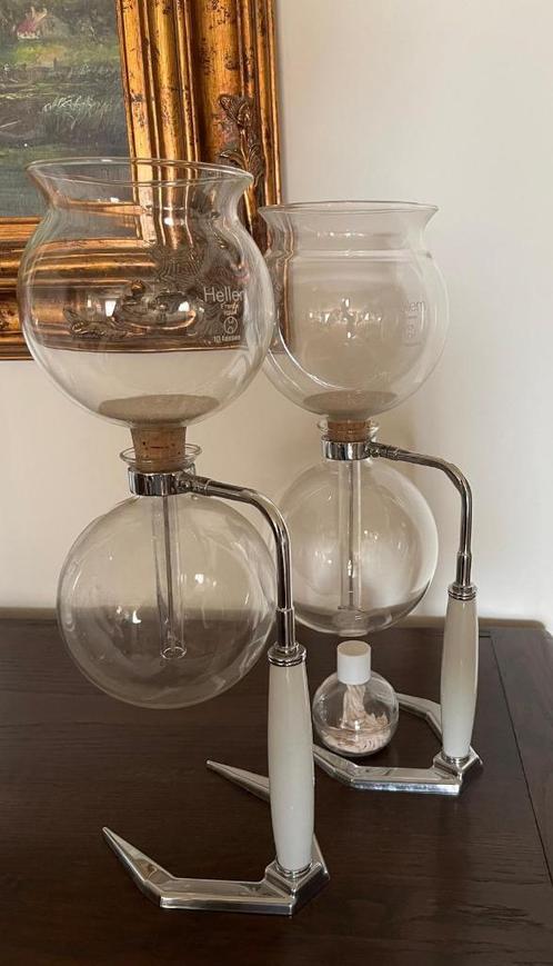 2 x Hellem vintage glazen koffiemaker zoals Cona, Antiquités & Art, Antiquités | Ustensiles de cuisine, Enlèvement