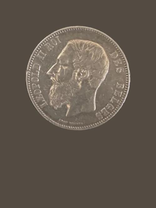 Zilveren  muntstuk 5 Belgische franc 1876, Postzegels en Munten, Munten | België, Losse munt, Zilver, Zilver, Ophalen of Verzenden