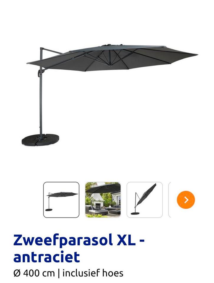 Zweefparasol 4m, Tuin en Terras, Parasols, Nieuw, Zweefparasol, 3 tot 4 meter, Kantelbaar, Verstelbaar, Waterdicht, Ophalen of Verzenden