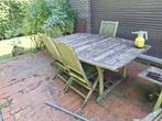 Teakhouten tafel en 9 stoelen van goede kwaliteit, Ophalen, Gebruikt, Teakhout