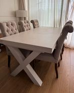 Landelijke Eettafel met 6 Luxe Stoelen  – Stevige X-poot, Huis en Inrichting, Complete eetkamers, Ophalen, Gebruikt, Landelijk