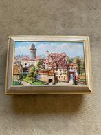 Oude metalen box met tekening, Antiek en Kunst, Ophalen