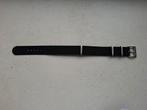 Zwarte NATO-band van 20 mm kwaliteit met nieuwe satijnen ges, Ophalen, Zwart