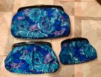 3 stevige retro toilettassen 30/23/16 cm, Handtassen en Accessoires, Toilettassen, Ophalen, Nieuw, Blauw, Dame