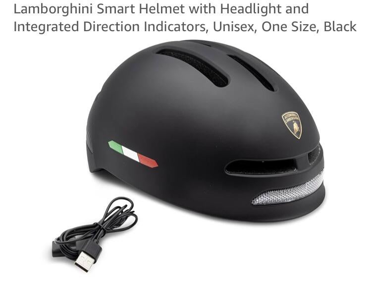 Helm Lamborghini met slimme knipperlichten, Fietsen en Brommers, Fietsaccessoires | Fietshelmen, Zo goed als nieuw, Ophalen