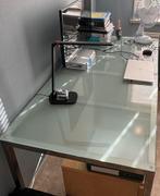 Keukentafel/Bureautafel/Eettafel met melkglazen blad, Huis en Inrichting, Ophalen, Zo goed als nieuw