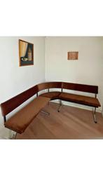 Vintage hoekbank - overtrokken met bruine velvet stof., Huis en Inrichting, Ophalen, Gebruikt, Metaal, Vintagz