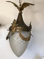 antieke Napoleon lll hanglamp met geslepen stolp, Ophalen of Verzenden