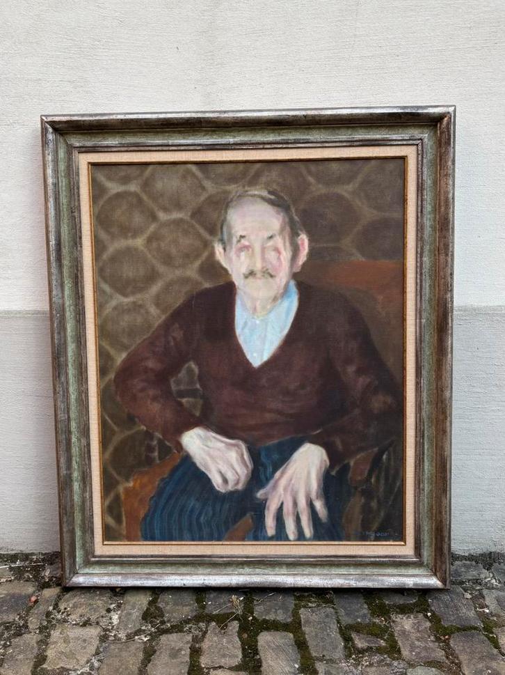 Olie op canvas portret door Hans Kitslaar (1944-2020), Antiek en Kunst, Kunst | Schilderijen | Klassiek, Ophalen