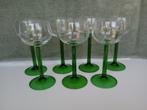 7x verres vintage sur une base verte, Enlèvement ou Envoi, Maison et Meubles