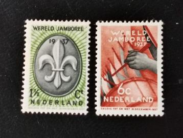 Pays-Bas 1937 : jamboree des scouts, emblème, drapeau **, Enlèvement ou Envoi, Jusqu'à 1940, Non oblitéré