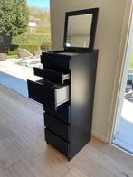Malm 6 lade kast + spiegel zwartbruin, Huis en Inrichting, Kasten | Schoenenkasten, Ophalen, Zo goed als nieuw