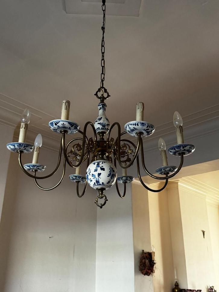 Luster Delfts blauw, Antiek en Kunst, Antiek | Verlichting, Ophalen of Verzenden