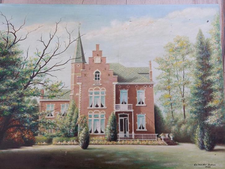 Schilderij kasteel van Mr. Fraikin uit Haacht., Antiek en Kunst, Kunst | Schilderijen | Klassiek, Ophalen