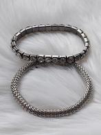 lot de 2 bracelets plaqué argent et pierres pailletées, Bijoux, Sacs & Beauté, Comme neuf, Argent, Avec strass, Enlèvement ou Envoi