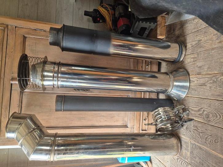Dubbele wandig schouw  buizen afvoer 125mmm, Doe-het-zelf en Bouw, Buizen en Afvoer, Afvoer, Inox, Ophalen