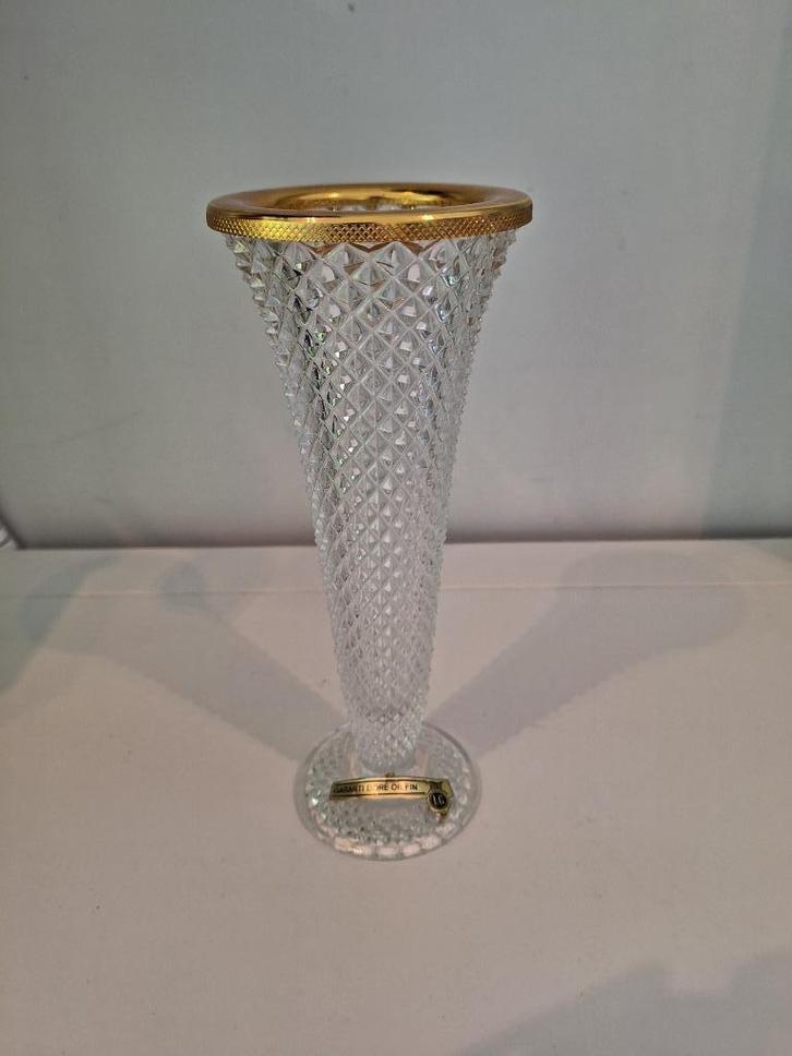 Vase cristal transparent doré or fin, Antiek en Kunst, Antiek | Vazen, Ophalen