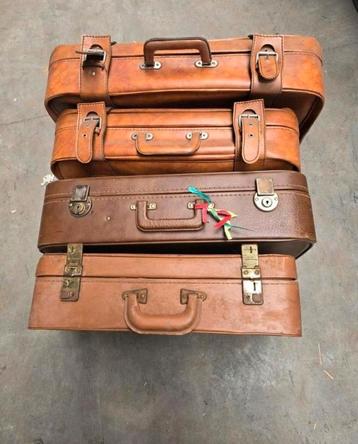 Valise vintage rétro, ensemble de valises en cuir 