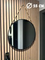 Miroir Rond Noir avec Corde D.55cm, Enlèvement ou Envoi, Comme neuf, Rond
