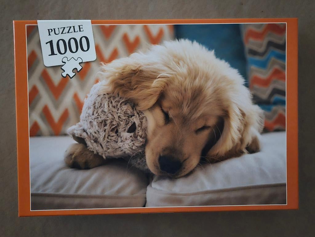 Puzzel 1000 1.000st.“Sweet puppy dog”, Hobby en Vrije tijd, Denksport en Puzzels, Zo goed als nieuw, Legpuzzel, 500 t/m 1500 stukjes