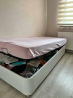 Lit box blanc en  cuir une personne, Maison & Meubles, Chambre à coucher | Lits boxsprings, Enlèvement, Comme neuf, Une personne