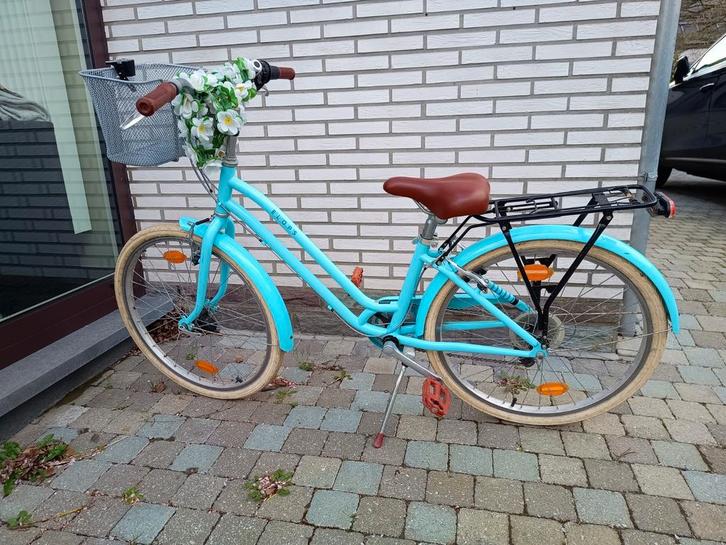 24 inch meisjesfiets, blauw, met mandje, Fietsen en Brommers, Fietsen | Meisjes, Ophalen