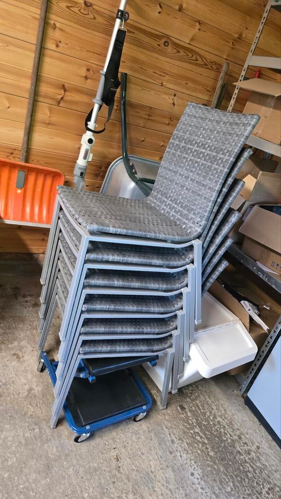 6 leuke tuinstoelen metaal, Tuin en Terras, Ophalen, Zo goed als nieuw, Metaal, Stapelbaar