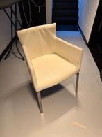 6x Moderne design eetkamerstoelen - Wit leer - RVS frame, Huis en Inrichting, Stoelen, Ophalen, Modern Design, Wit, Zo goed als nieuw