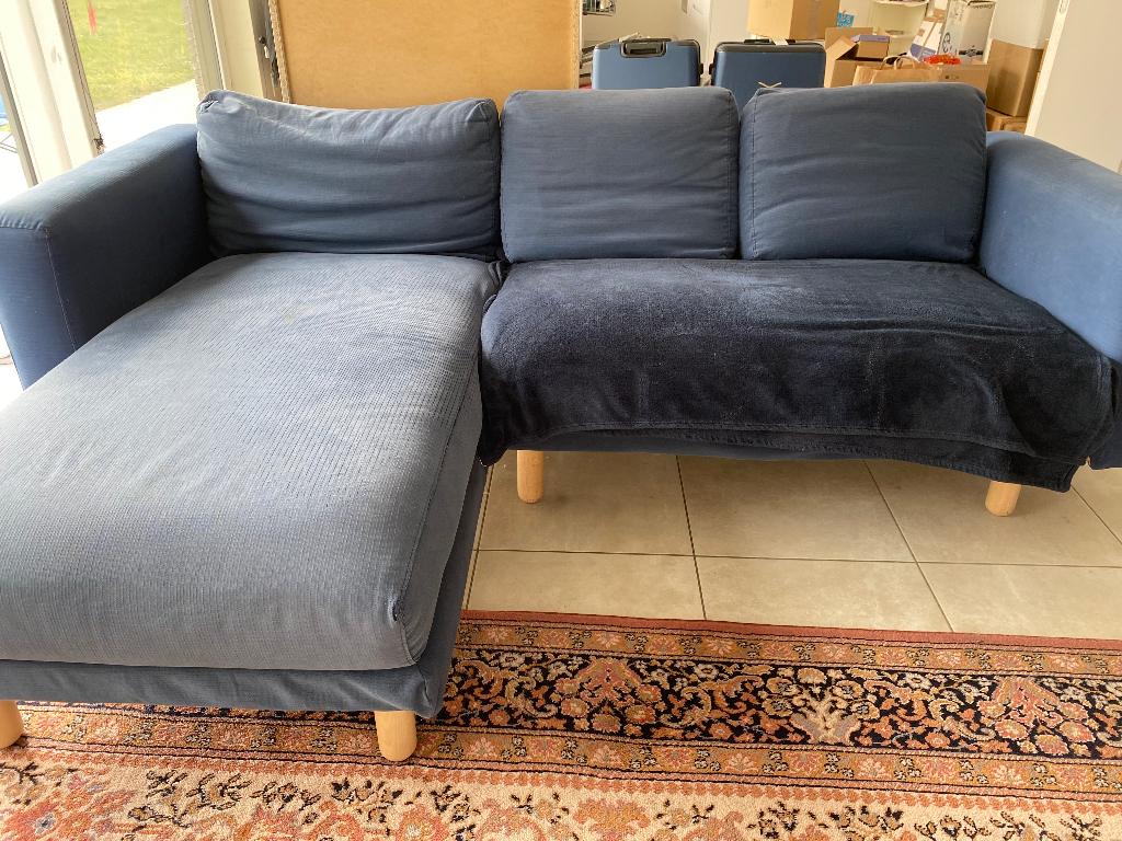 Canapé bleu, Maison & Meubles, Enlèvement, Utilisé, Trois personnes, Banc d'angle