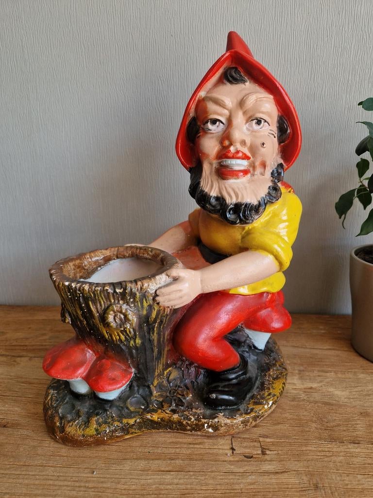 Vintage gipsen tuinkabouter, Tuin en Terras, Tuinbeelden, Ophalen, Tuinkabouter