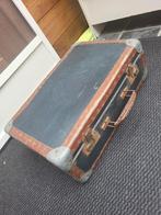 Vintage koffer bruin leder/blauw, Ophalen