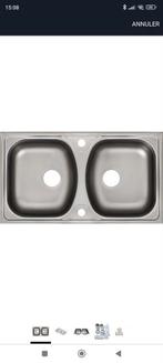 Double évier de cuisine avec kit de siphon sans robinet, Enlèvement