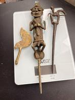 Tribal art bronzen stafhoofden s13, Antiek en Kunst, Ophalen of Verzenden