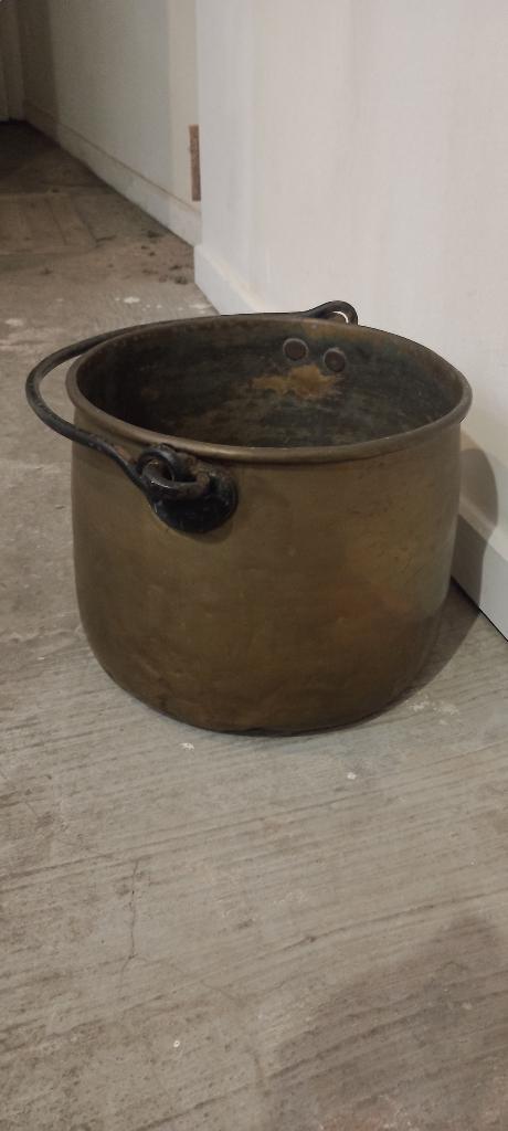 Antieke ketel van gehamerd messing - 37cm -Authentieke staat, Antiek en Kunst, Antiek | Brons en Koper, Ophalen of Verzenden