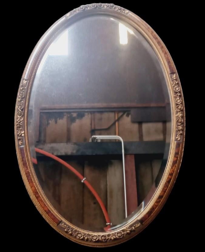 XXL grote ovale spiegel met bloemmotief., Antiek en Kunst, Ophalen