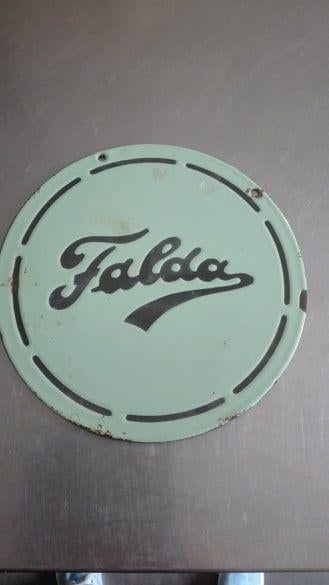plaque emaillée Falda, Collections, Enlèvement ou Envoi, Utilisé, Panneau publicitaire
