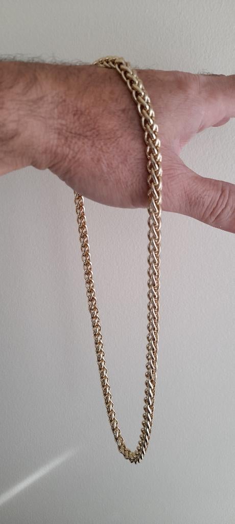 prachtige keting goudkleur-met prachtig vlechtwerk >>>, Handtassen en Accessoires, Kettingen, Ophalen, Nieuw, Goud, Overige materialen