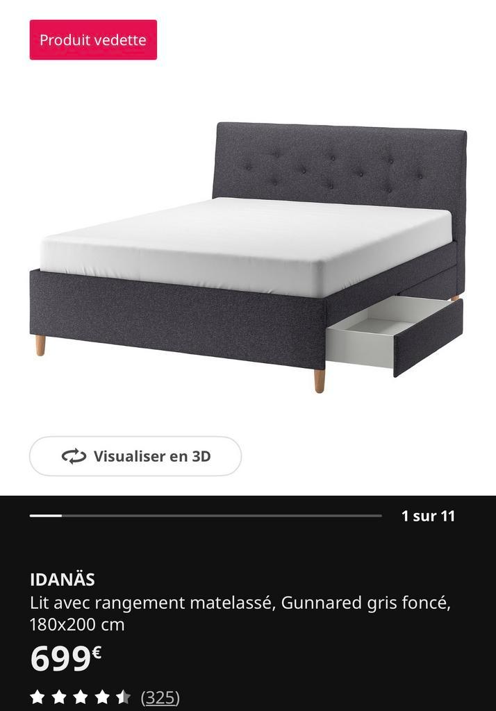 IKEA Idanas bed 180x200cm, Huis en Inrichting, Slaapkamer | Boxsprings, Zo goed als nieuw, Ophalen