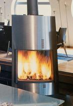 Moderne design gaskachel in inox – panoramisch vuurzicht, Huis en Inrichting, Haarden, Ophalen, Gashaard