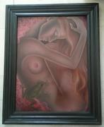 Surréaliste - nu avec grenouille - Katelijne v. Oudenaarde, Antiquités & Art, Enlèvement ou Envoi