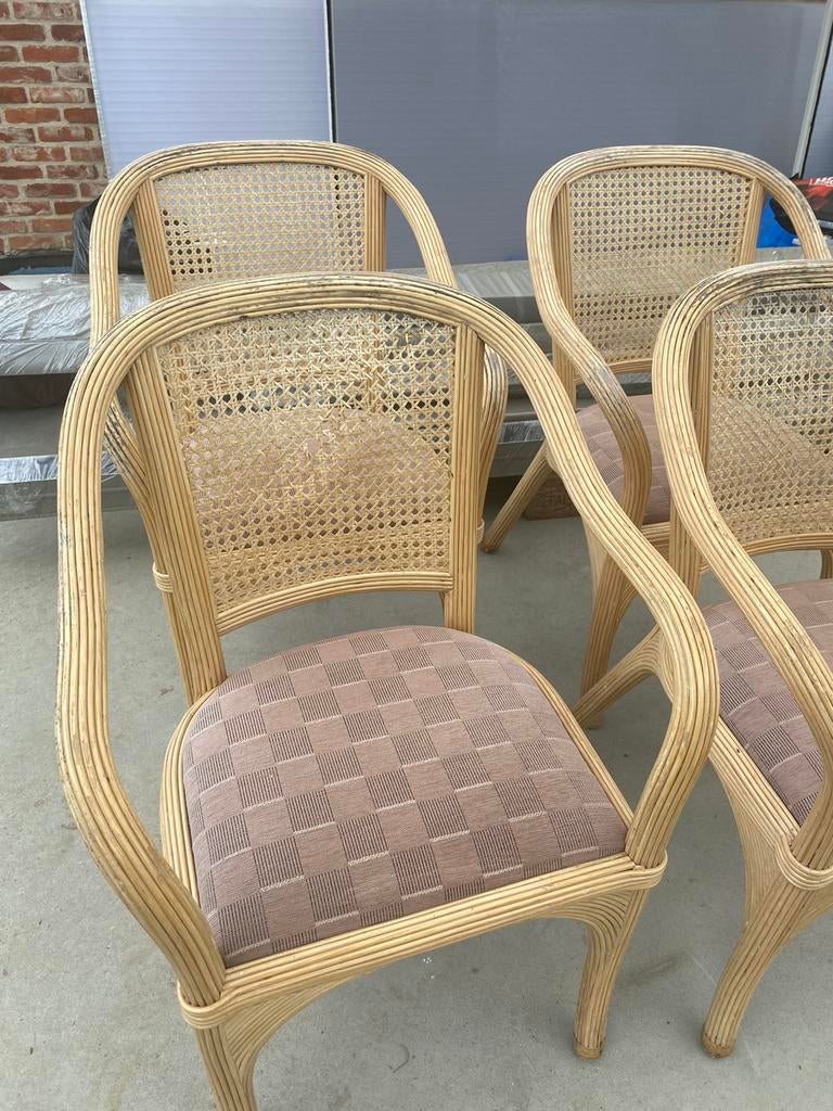 GRATIS!!! 4 rotan bamboe tuinstoelen, Tuin en Terras, Ophalen, Zo goed als nieuw, Rotan