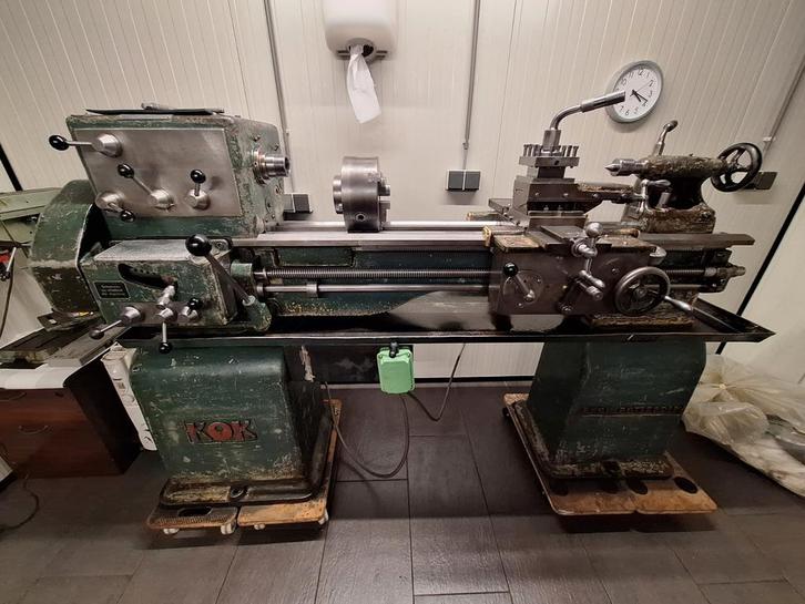 Gereviseerde draaibank, orginele lak. Merk J Kok, Bricolage & Construction, Tours, Comme neuf, Tour à métaux, 500 à 1000 mm, Enlèvement