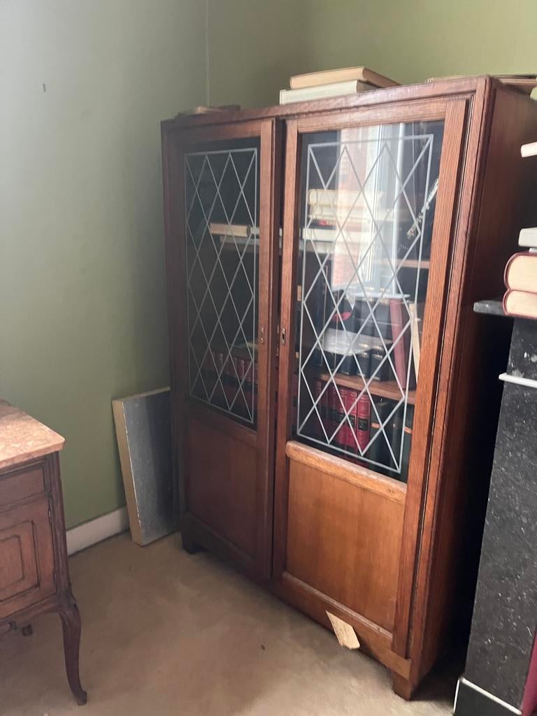 Vintage houten boekenkast | ca. 1950, Huis en Inrichting, Kasten | Vitrinekasten, Zo goed als nieuw, 150 tot 200 cm, 50 tot 100 cm