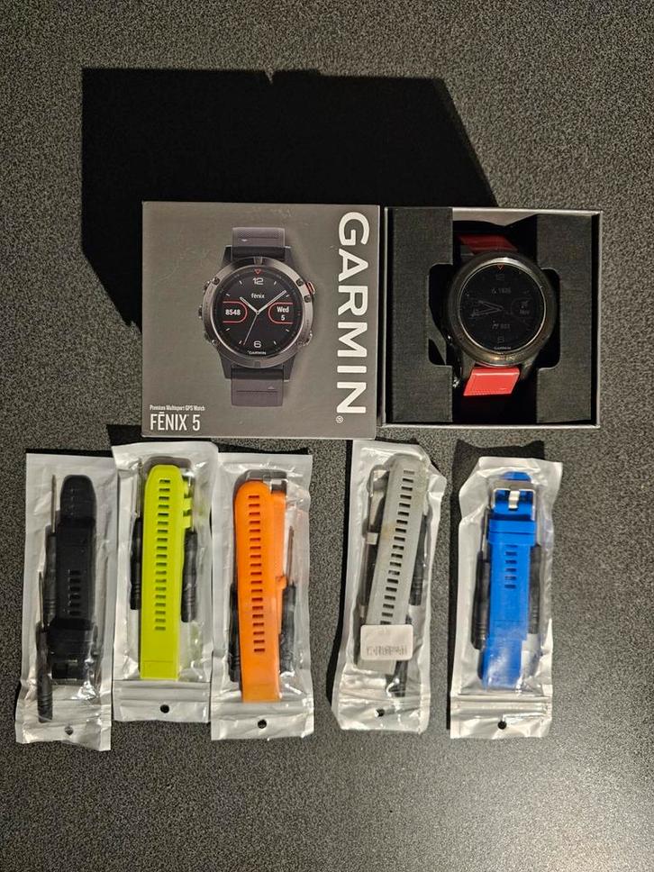 Garmin fenix 5 sporthorloge smartwatch, Handtassen en Accessoires, Smartwatches, Gebruikt, Android, Afstand, Calorieverbanding