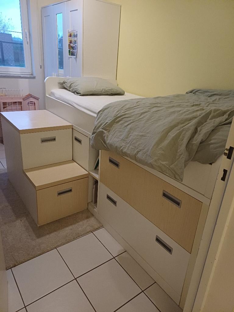 Halfhoogslaper met veel opbergruimte, Huis en Inrichting, Slaapkamer | Stapelbedden en Hoogslapers, Ophalen, Gebruikt, 90 cm, Eenpersoons