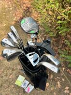 Golfset met sticks golfballen en karretje, Ophalen, Gebruikt