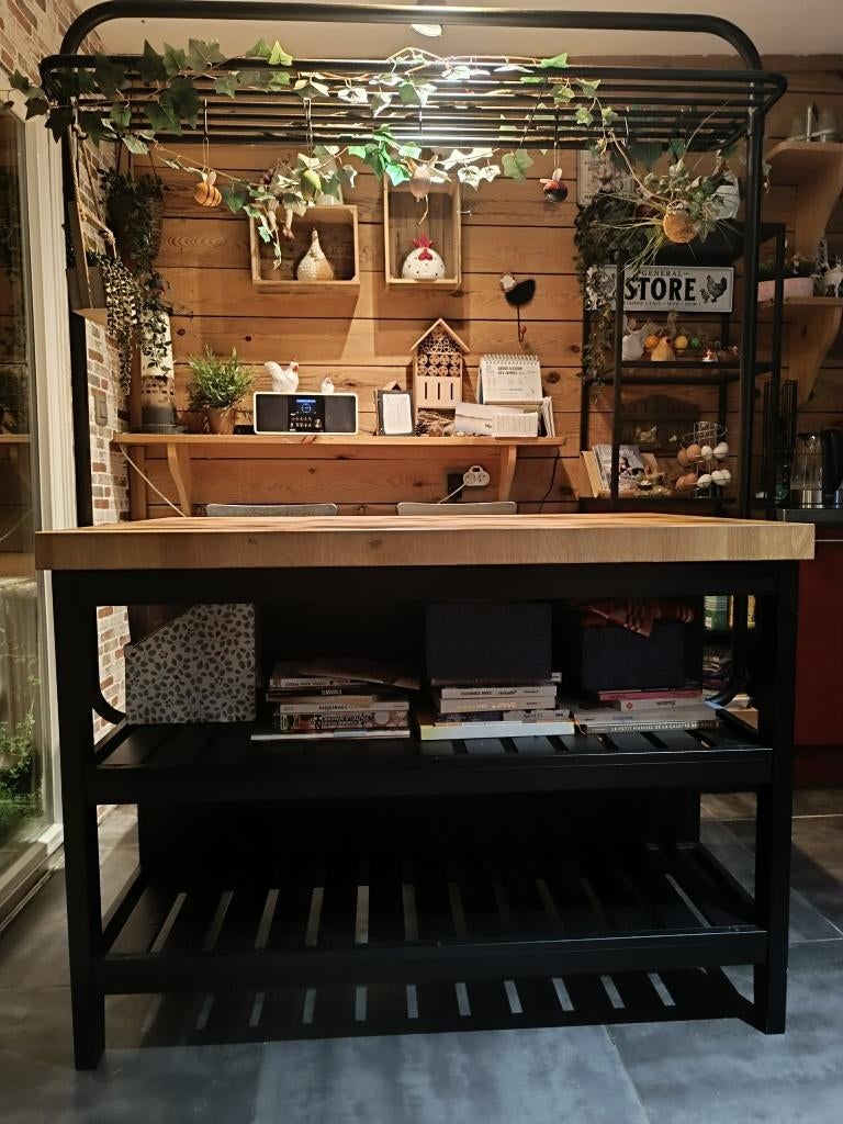 Table cuisine Vadholma + chaises hautes + structure - IKEA, Maison & Meubles, Noir, Moins de 100 cm, 100 à 150 cm, Enlèvement