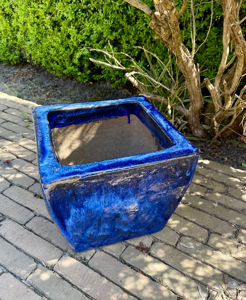 Prachtig cachepot-aardewerk, Vierkant, Zo goed als nieuw, Minder dan 40 cm, Aardewerk